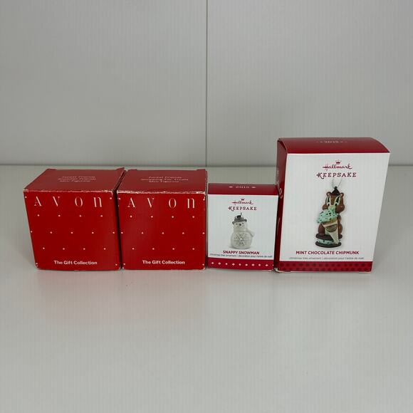 Lot of 4 Vintage Christmas Ornaments Avon Forest Friends + Hallmark Keepsake - Picture 1 of 9